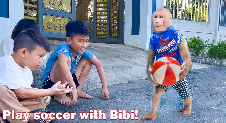 Bibi passionately plays a soccer match with the children!
